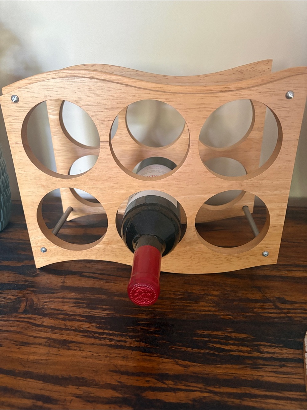Wooden 6-Bottle Wine Rack Organizer in Natural Finish